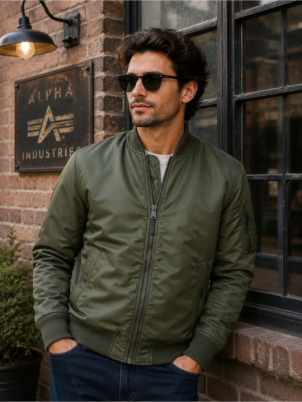 Alpha Industries Olive Green Bomber Jacket